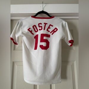 '70s George Foster Cincinnati Reds Kids Red and White Jersey Size Large